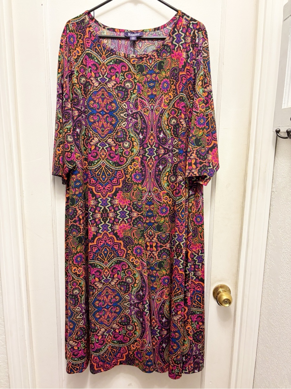 Roamanās Womenās Floral Print Maxi Dress Purple, Orange Pink Blue Size 30/32 3X